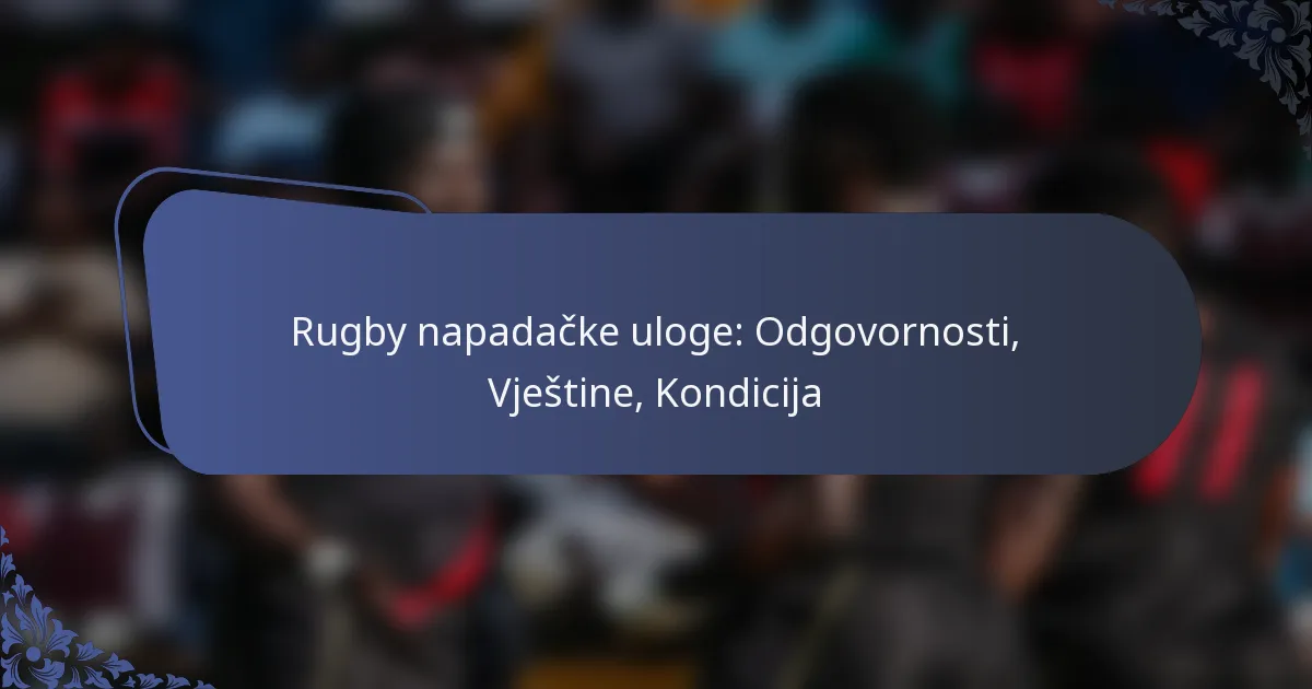 Rugby napadačke uloge: Odgovornosti, Vještine, Kondicija