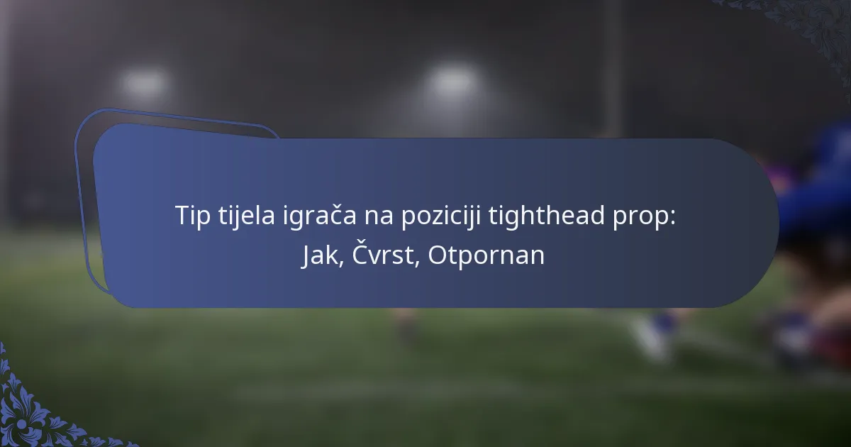 Tip tijela igrača na poziciji tighthead prop: Jak, Čvrst, Otpornan