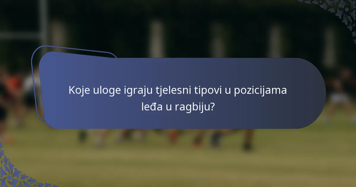 Koje uloge igraju tjelesni tipovi u pozicijama leđa u ragbiju?