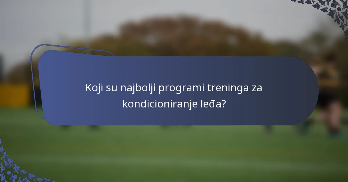 Koji su najbolji programi treninga za kondicioniranje leđa?
